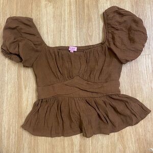 Miami Brown Puff Sleeve Blouse